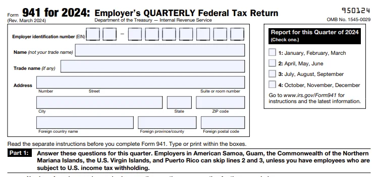 IRS Form 941 for 2024