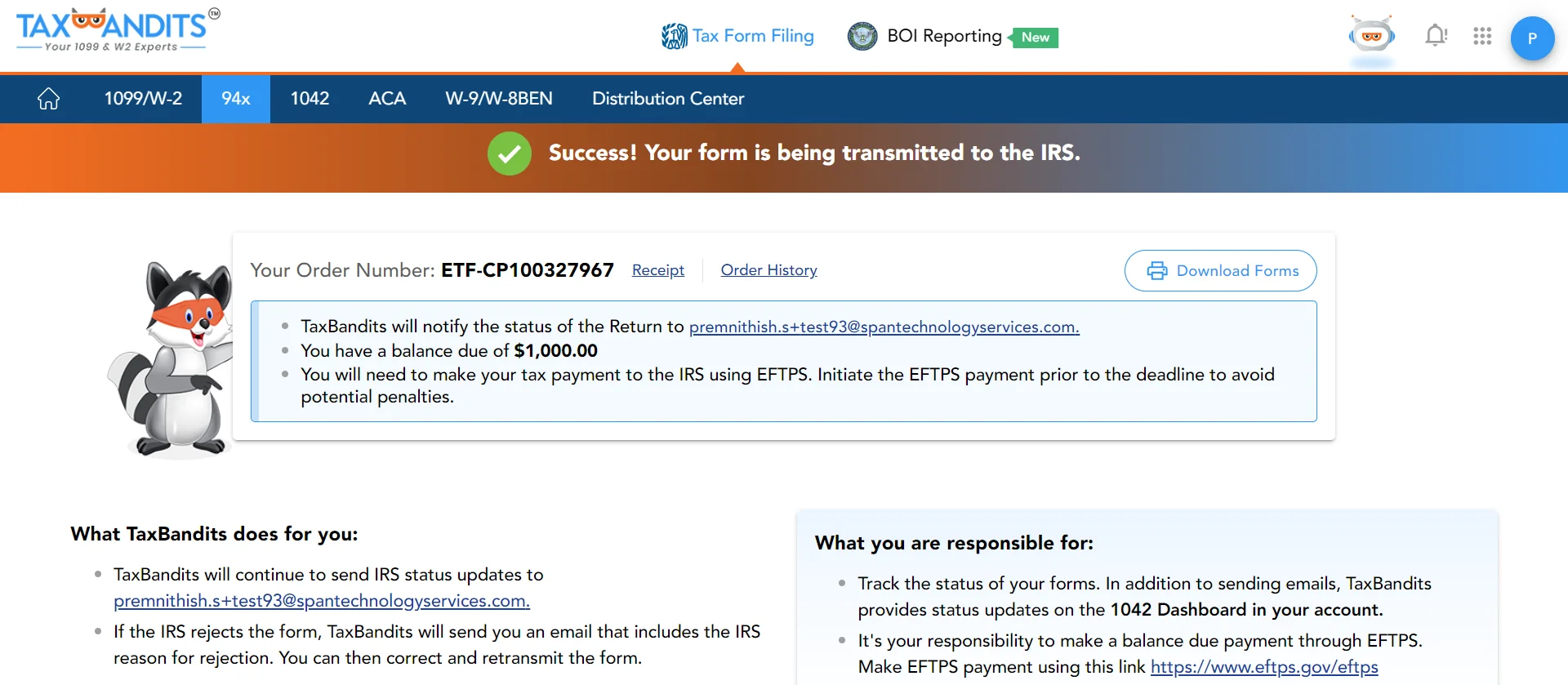 Transmit your corrected return to the IRS