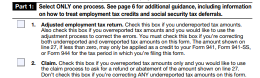 IRS Form 941-X part 1