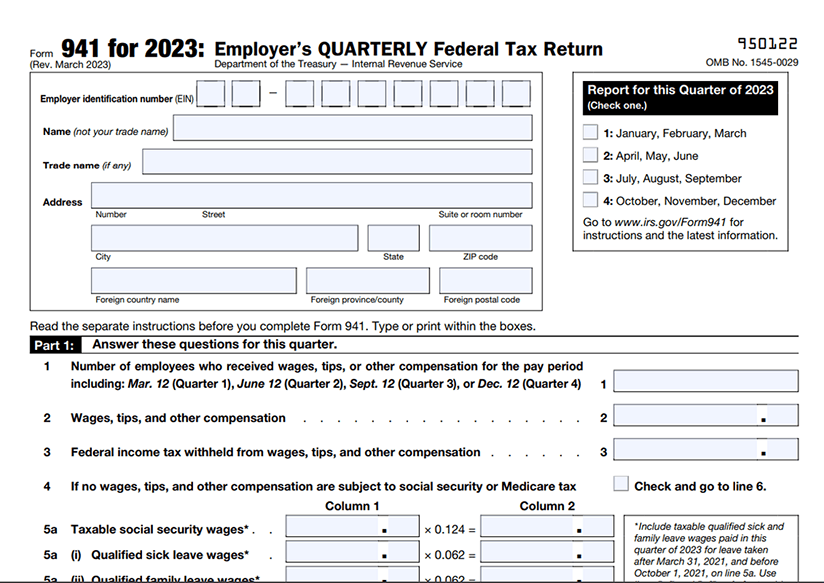IRS Form 941 for 2023)