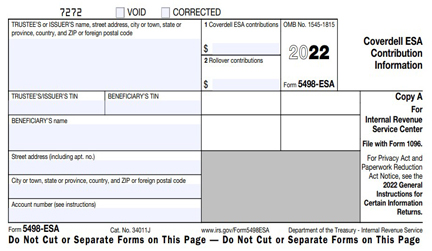  IRS Form 5498-ESA Deadline 2021