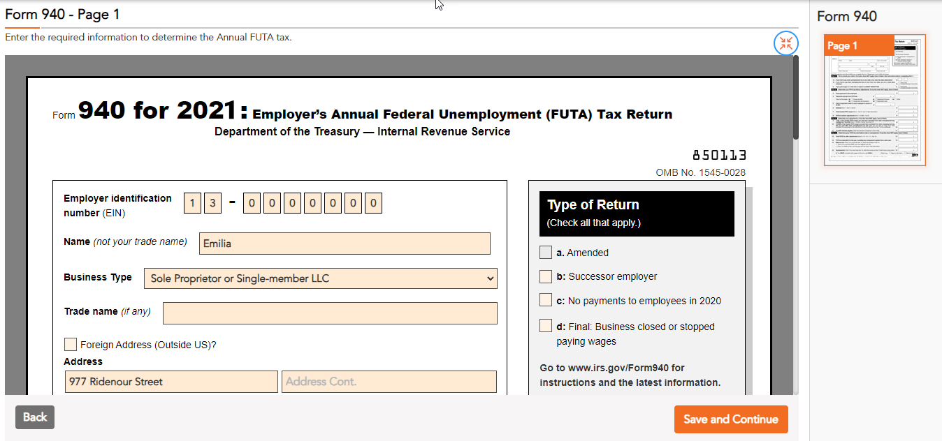 Fillable Form 940 for 2022 Create, Efile & Print 940