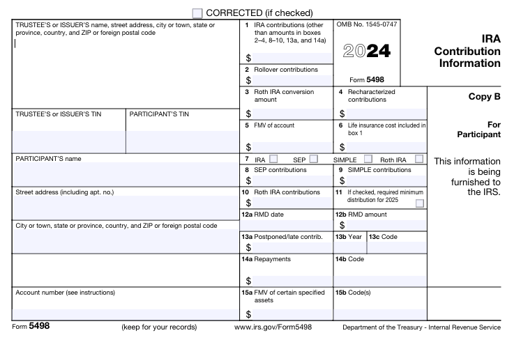 IRS Form 5498 Instructions for 2020