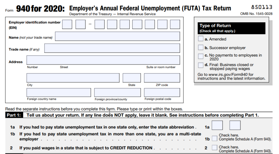 IRS Form 940 2018