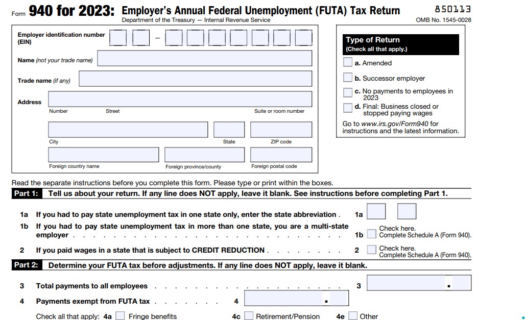 Form 940 for 2023