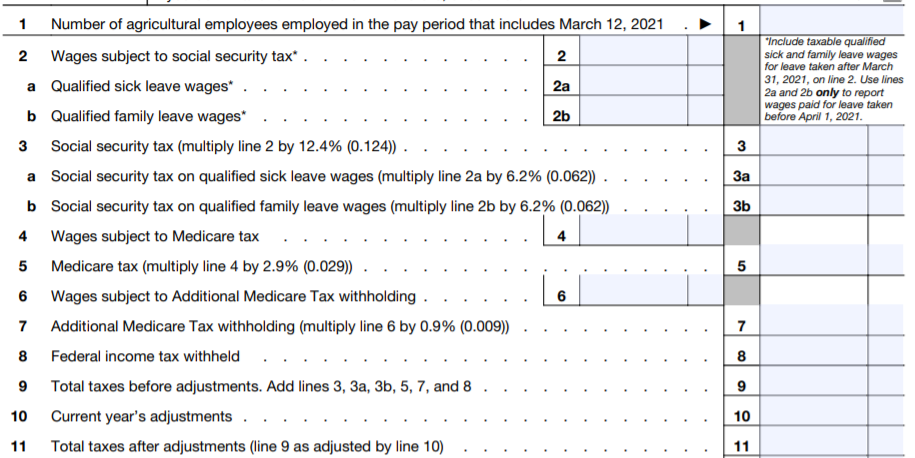 2021 Form 943 - Line 1 to 11