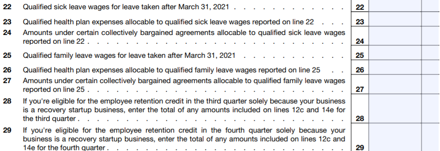 Form 943 - Line 22 to 29