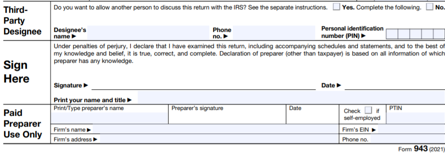 2021 Form 943 Instruction