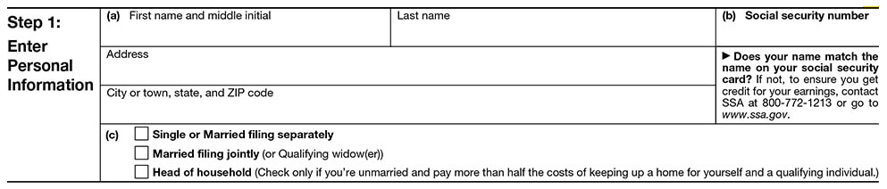 Employee Personal Information on Form W-4