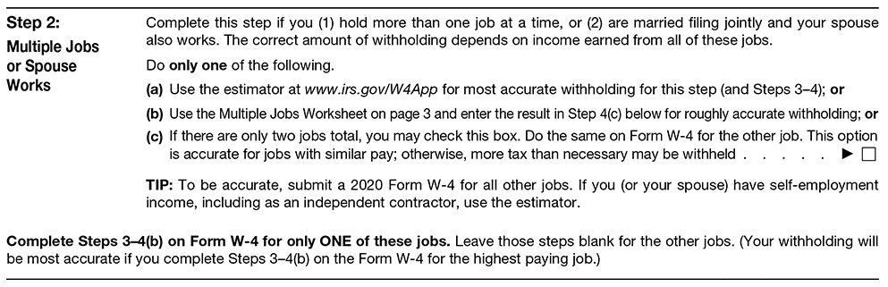 Multiple jobs or Spouse works on Form W-4