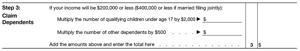 Claim dependents on Form W-4