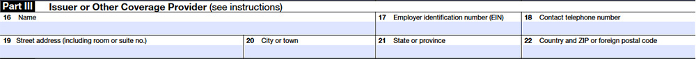 Part III - Enter the Issuer or coverage provider information