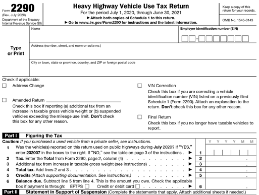  Form 2290 for 2020-2021