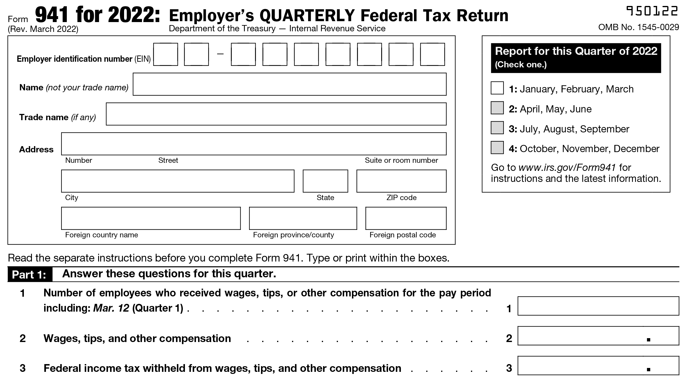 Fillable 941 Quarterly Form 2022 Printable Form, Templates and Letter
