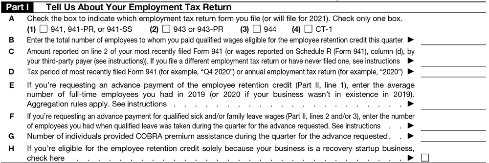Form 7200 for 2021 - Part 1
