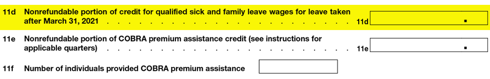 Line 11 d - Form 941 Q2 2021