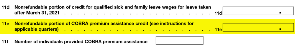 Line 11 e - Form 941 Q2 2021