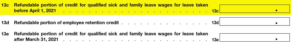 Line 13c - Form 941 Q2 2021