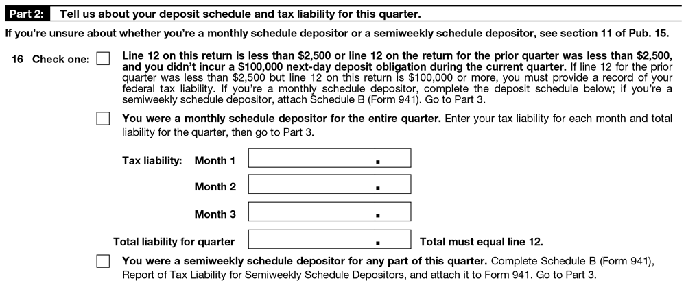 Form 941 Part 2 Instructions