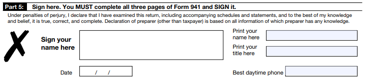 Form 941 Part 5 Instructions
