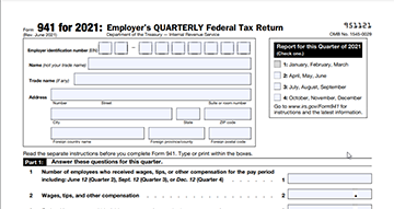 IRS Form 941 for 2021