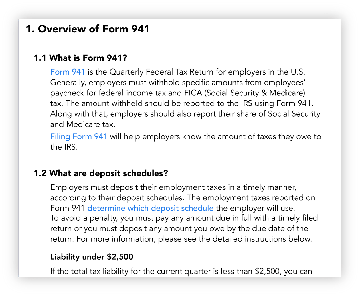 IRS Form 941 Worksheet Template