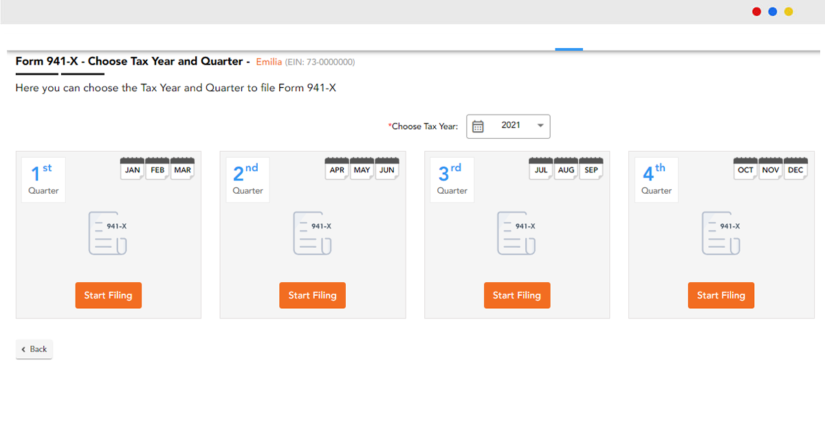 Choose Tax Year & Quarter