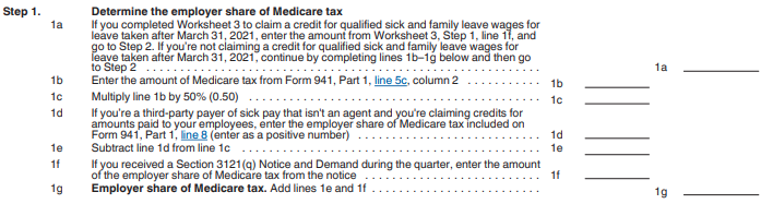 Step 1- Form 941 Worksheet 4