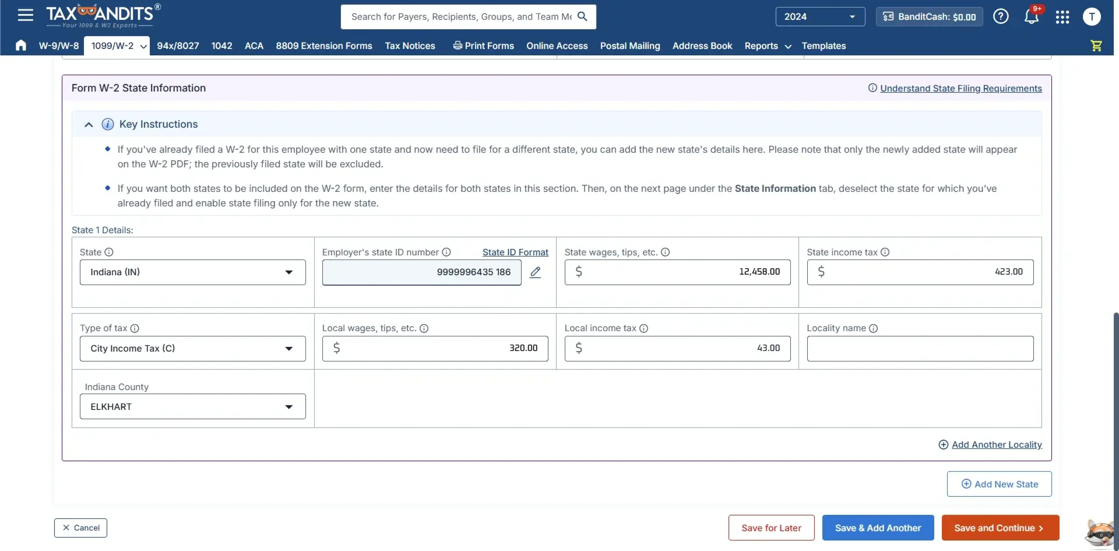 Complete the W-2 Form