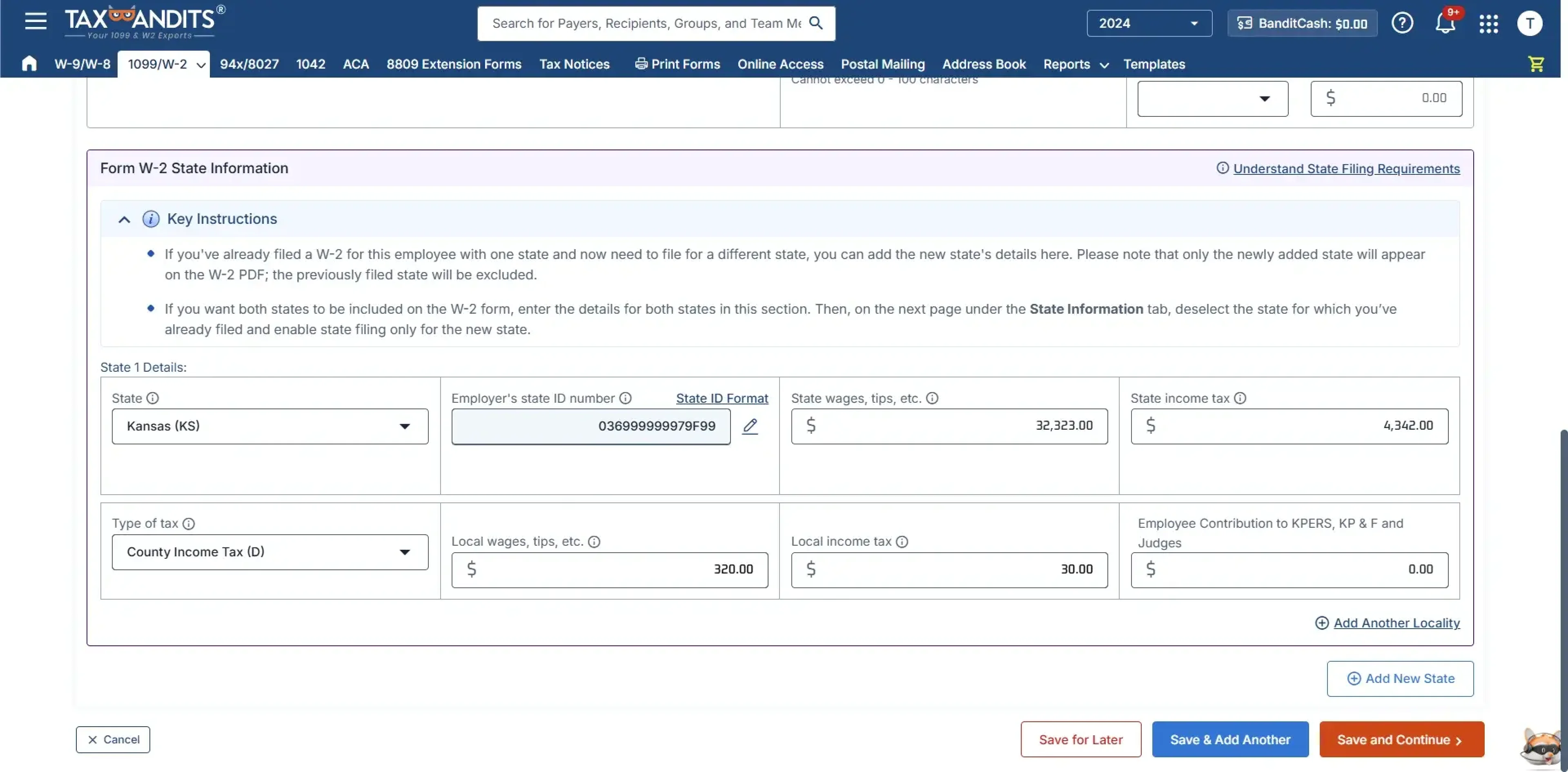 Complete the W-2 Form