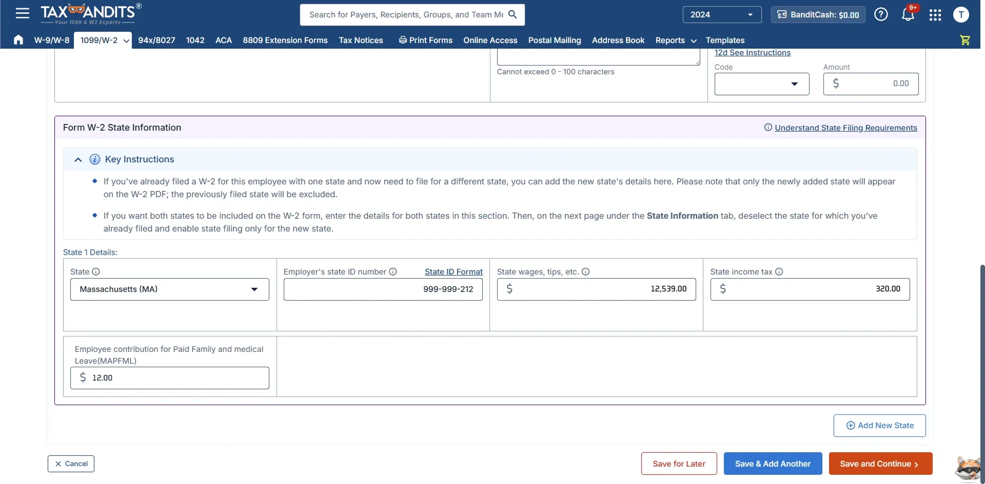 Complete the W-2 Form