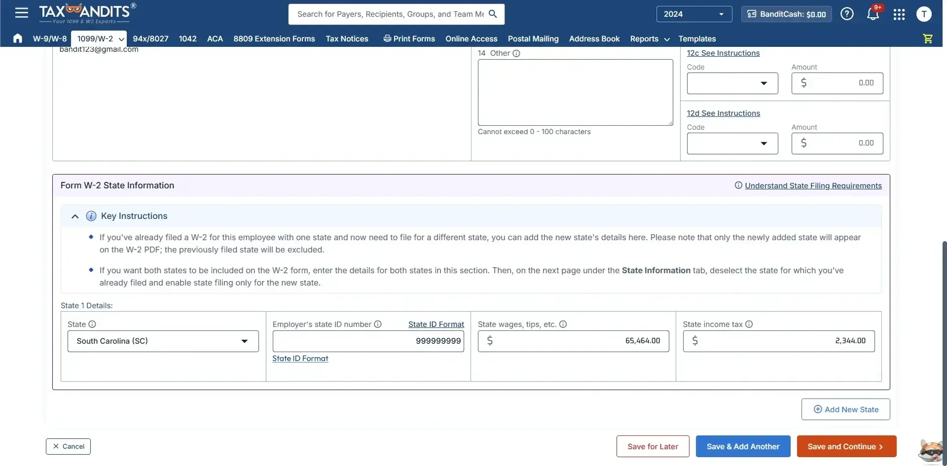 Complete the W-2 Form