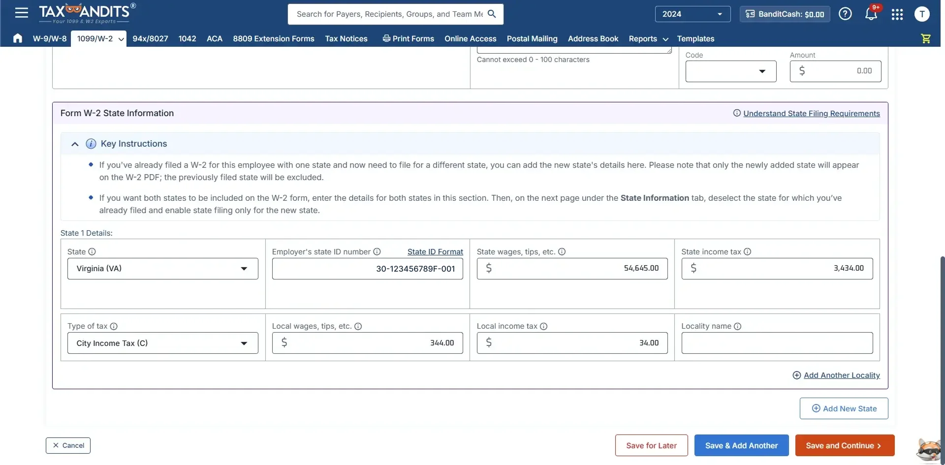 Complete the W-2 Form