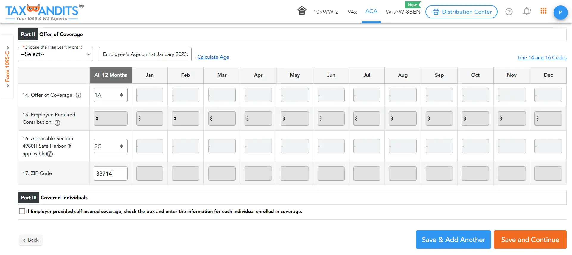 Review your Form 1095-C / 1094-C