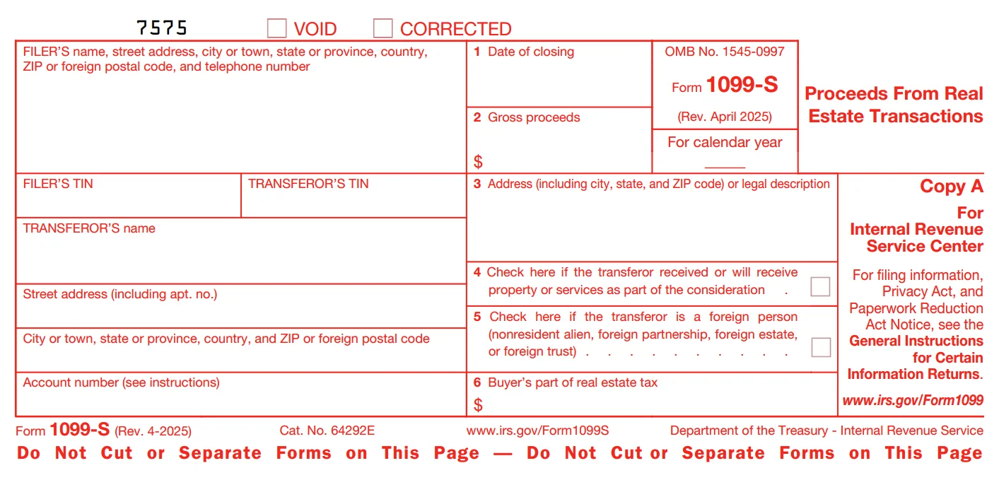 Form 1099-S Instructions