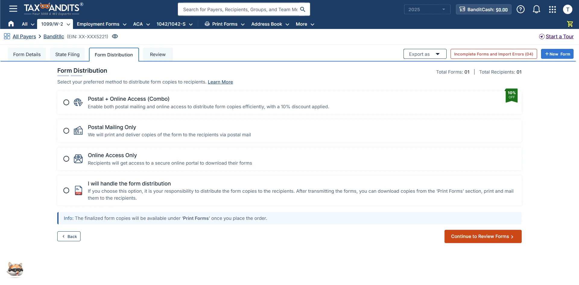 Choose Distribution Options