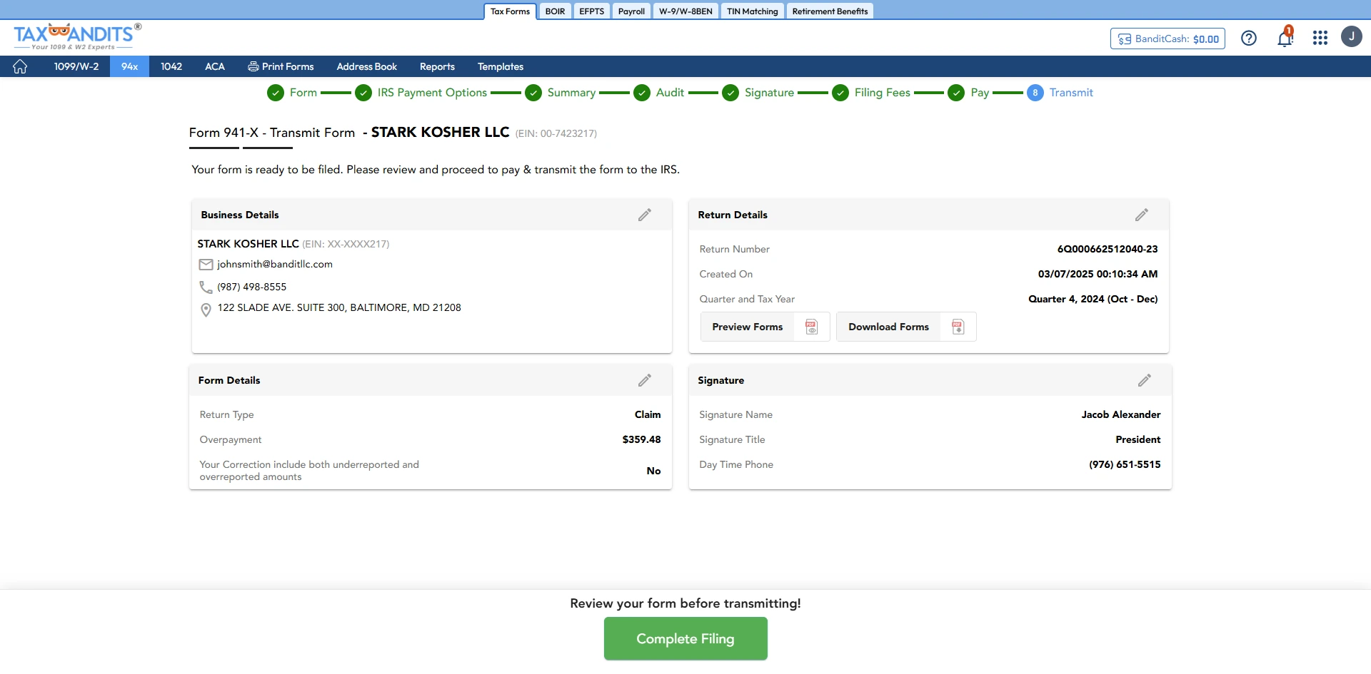 Track your Filing Status