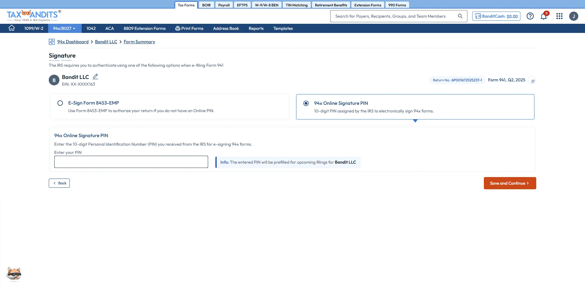Choose the Method to Sign the Return