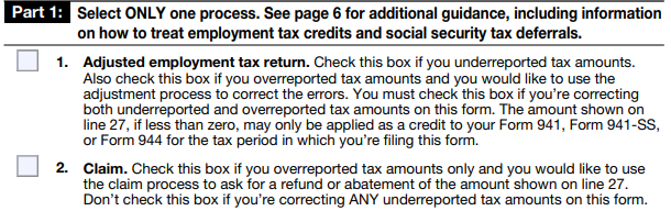 IRS Form 941-X part 1