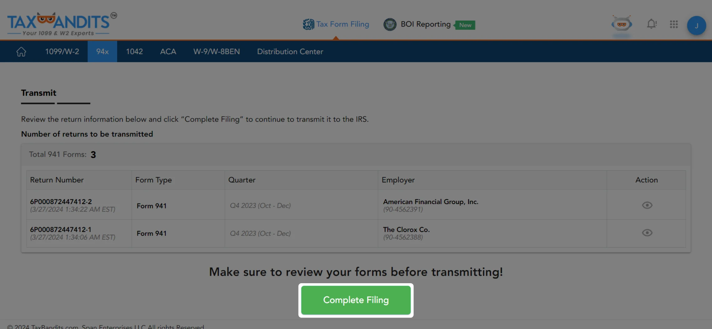 Review Form summary and click Continue