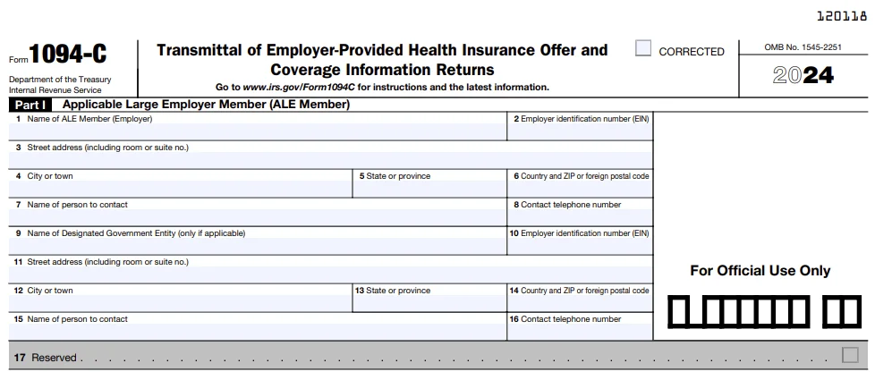 2022 IRS Form 1094-C