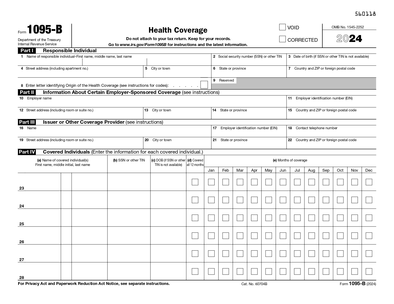 Form 1095-B for 2023 Tax Year