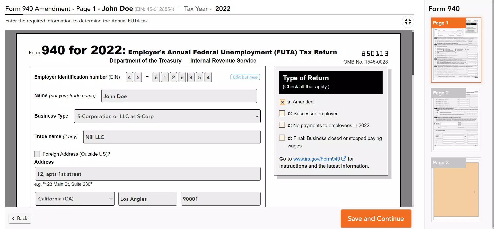 Enter FUTA Tax Information