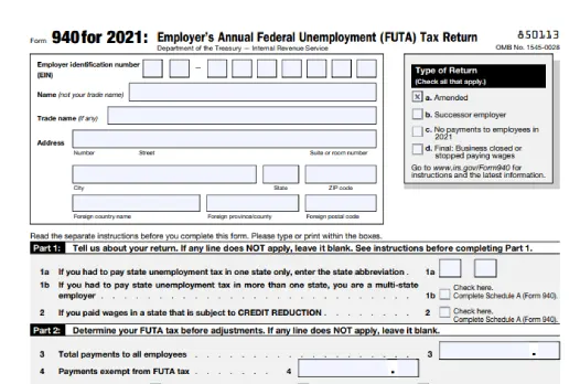Form 940-X for 2021
