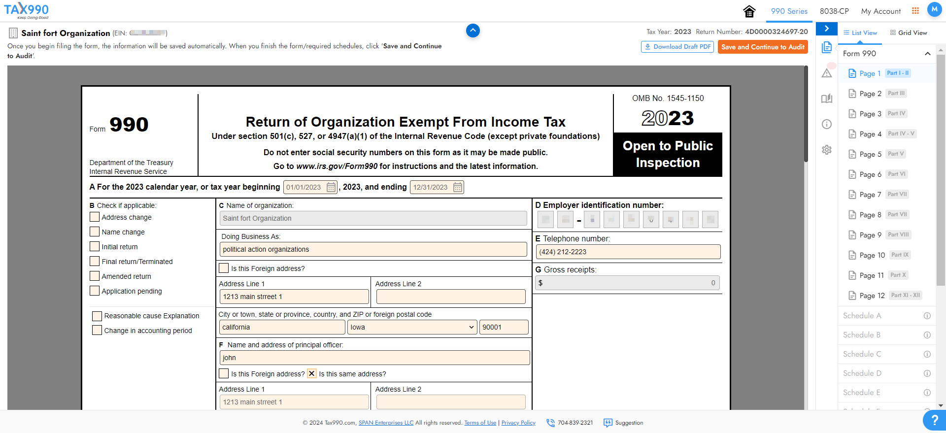 Enter form details