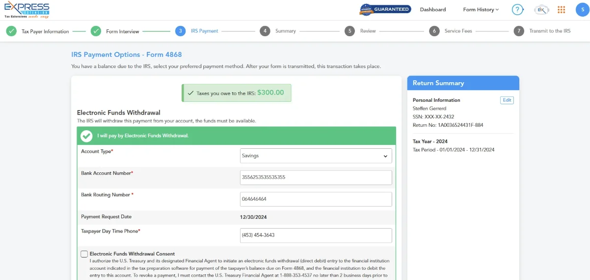 Enter payment details