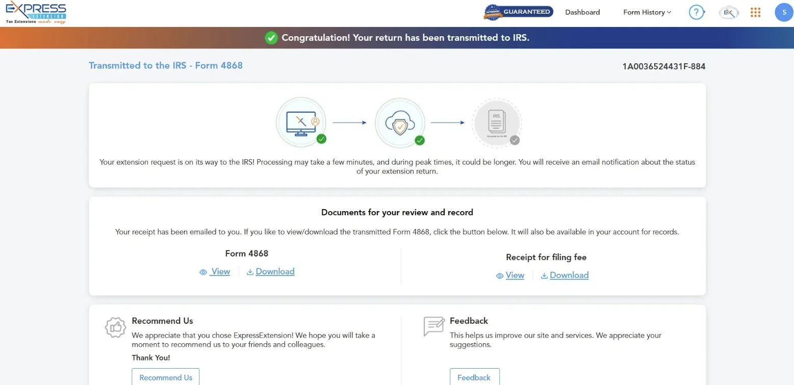 Transmit your form to the IRS