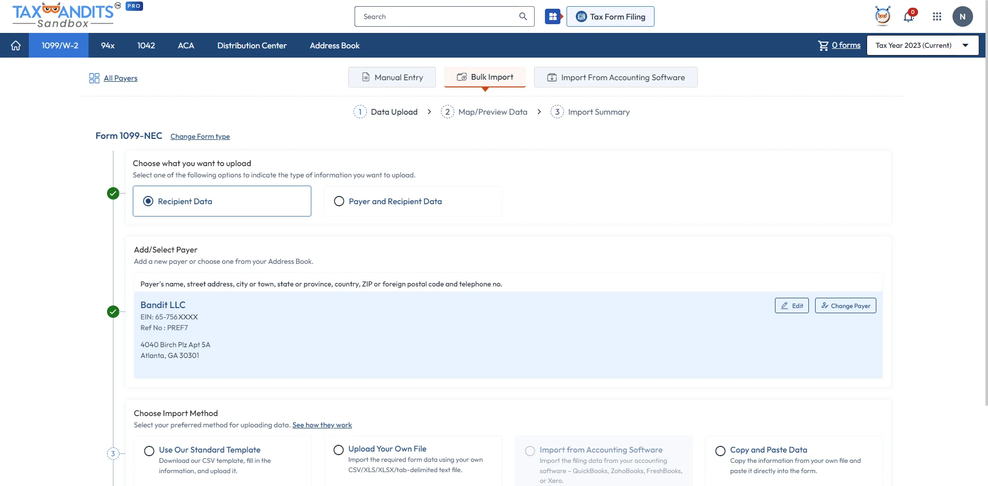 Choose the Bulk Import Option