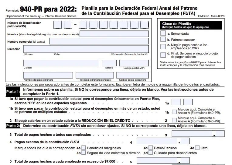 IRS Form 940PR for 2023