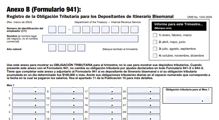 Form 941 Schedule B